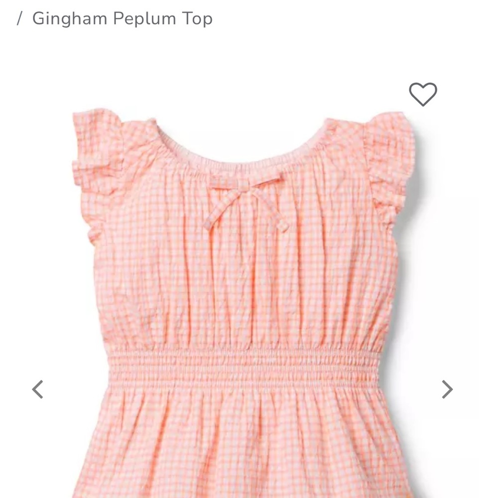 NWOT Janie and Jack Pink Gingham Peplum Top